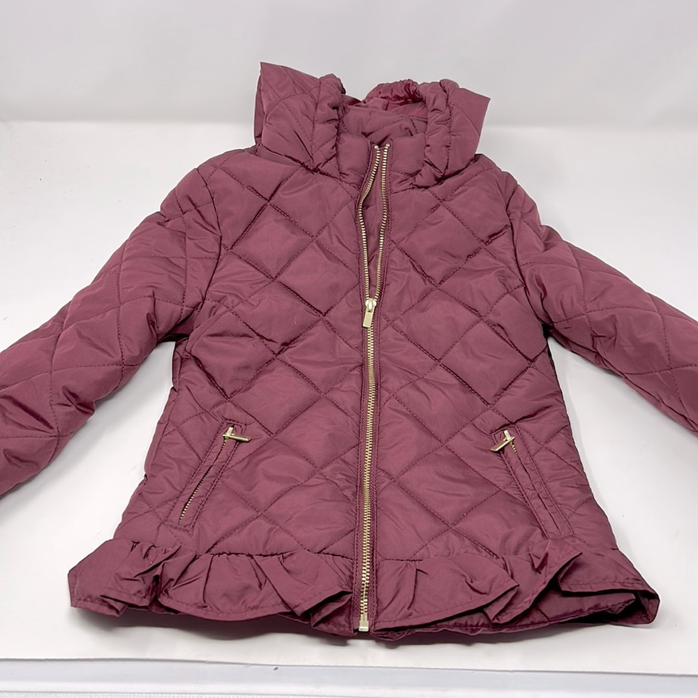 Copper Key Burgundy Gold Zipper Hooded Puffer Coat Jacket Girl’s Size 2/3